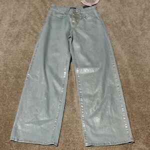 Wild Fable Metallic High Rise Baggy Jeans NWT